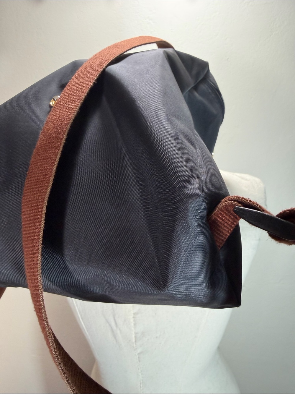 Longchamp Black Nylon Backpack with Brown Leather Trim - Picture 9 of 15